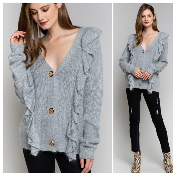 POL Kelli Ruffles Button Front Cardigan - Picture 5 of 7